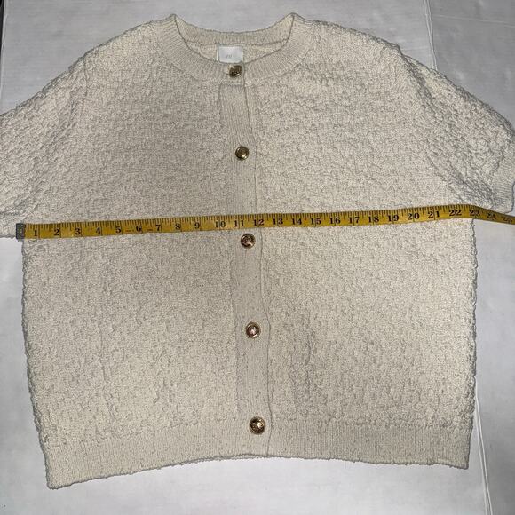 H&M Women XL Cardigan Old Money Preppy Academia Twee Timeless Work Textured Soft - Picture 4 of 8
